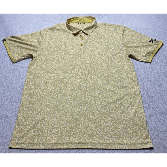 Swannies Polo Golf Shirt Size Large Performance All Over Print Preppy LOGO* - Picture 1 of 9